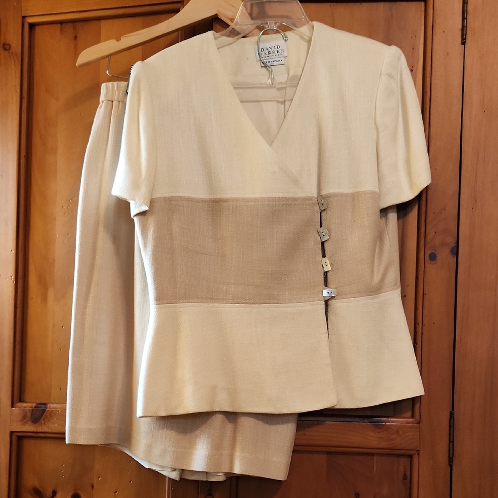 Elegant Beige and Tan Two-Piece Set
